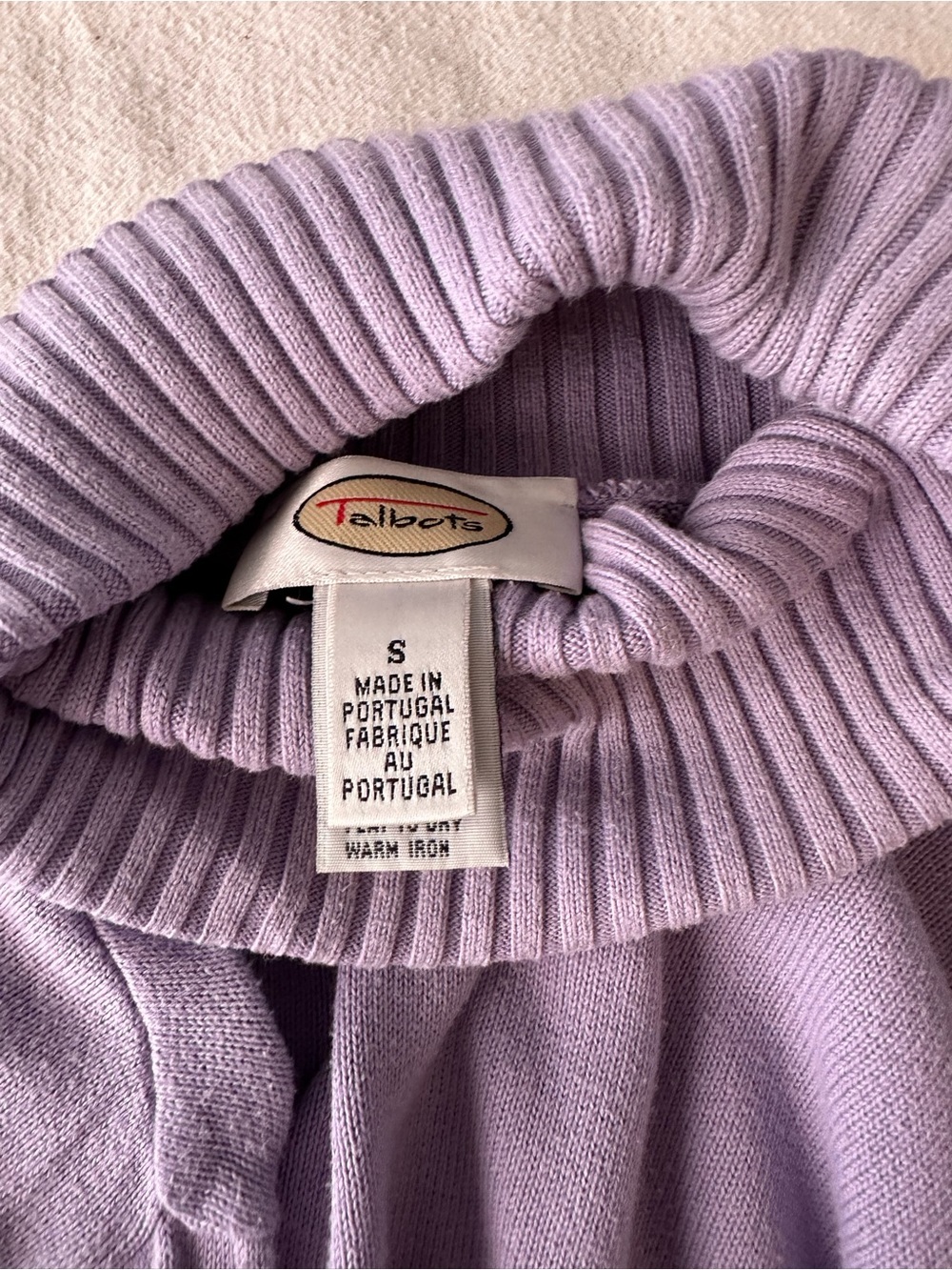 Talbots Lavender Ribbed Turtleneck Sweater - Picture 3 of 7
